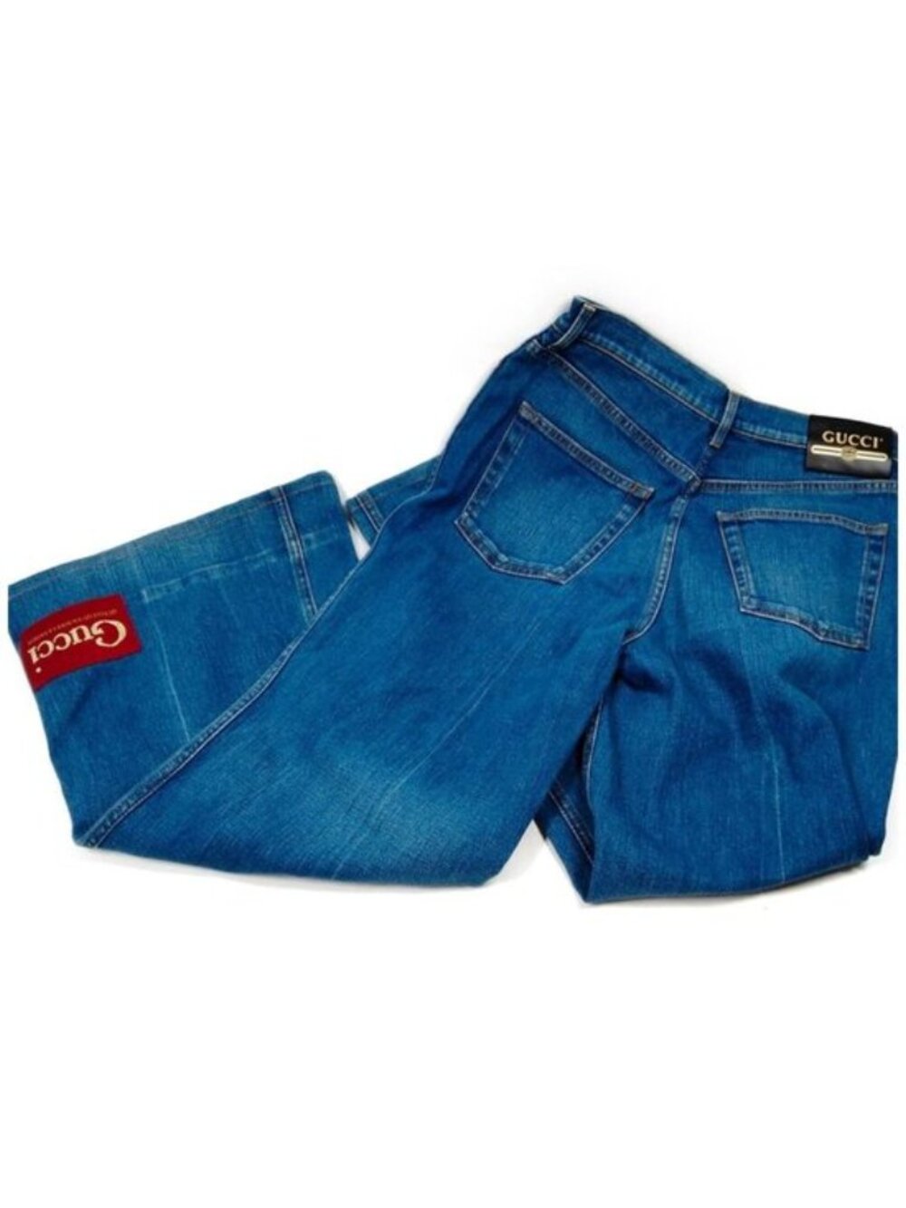 Authentic Gucci Blue Denim Flared Jeans Luxury Designer - Picture 3 of 10